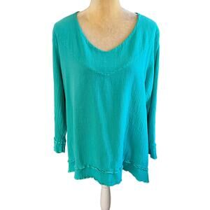 Cottonways Teal Gauze Tunic Top Size 3 2X 3X Plus Size